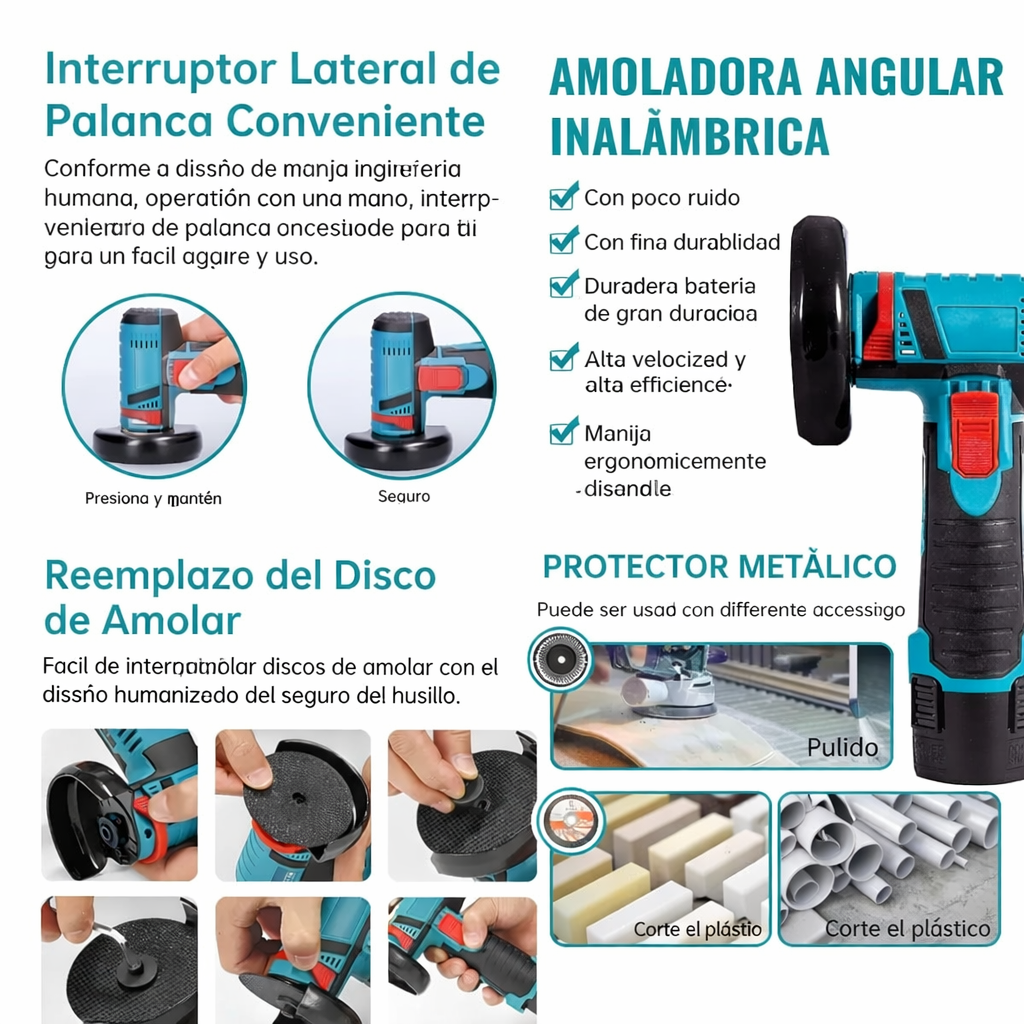 Pulidora Angular Inalámbrica 12V