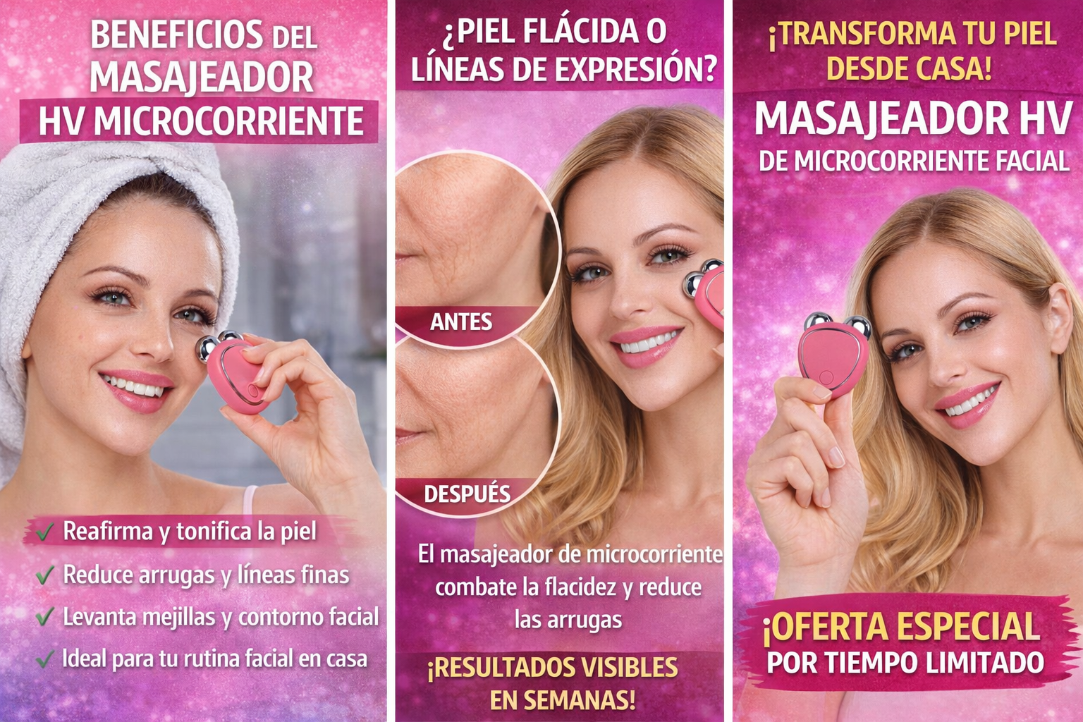 Masajeador Facial HV de Microcorriente